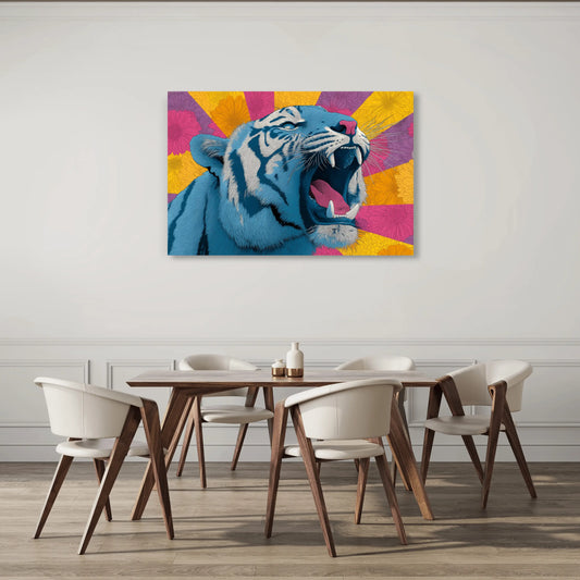 Tableau Tigre Pop Art : Rugissement Floral