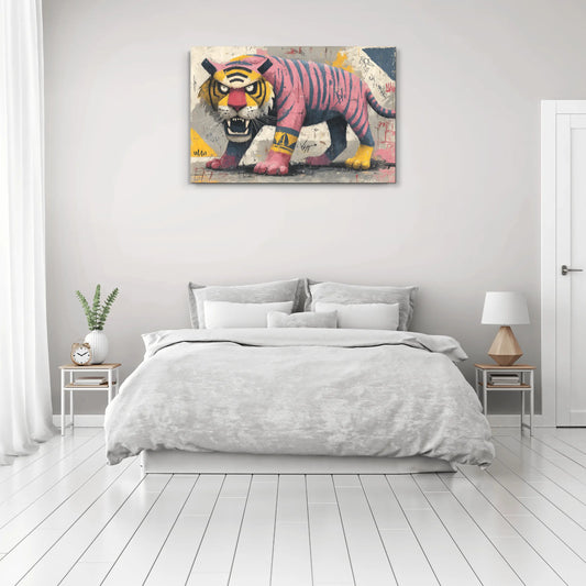 Tableau Tigre Street Art : Rebelle Urbain