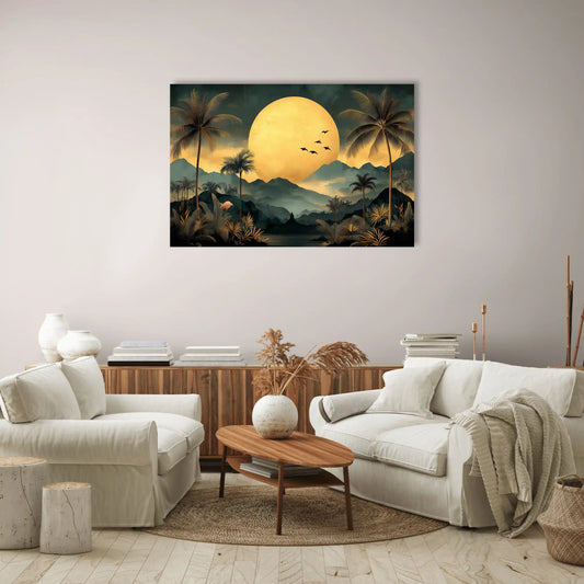 Tableau Tropical Chic : Crépuscule Doré