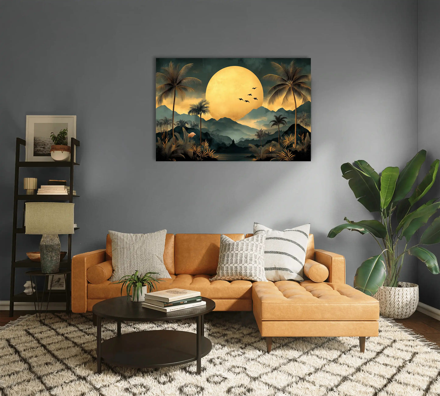 Tableau Tropical Chic : Crépuscule Doré