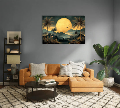 Tableau Tropical Chic : Crépuscule Doré