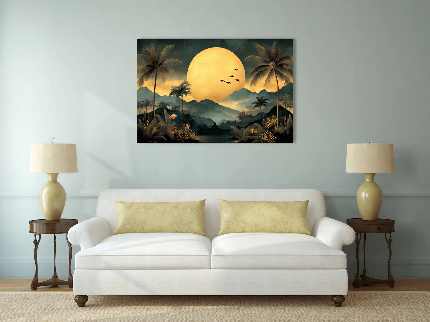 Tableau Tropical Chic : Crépuscule Doré