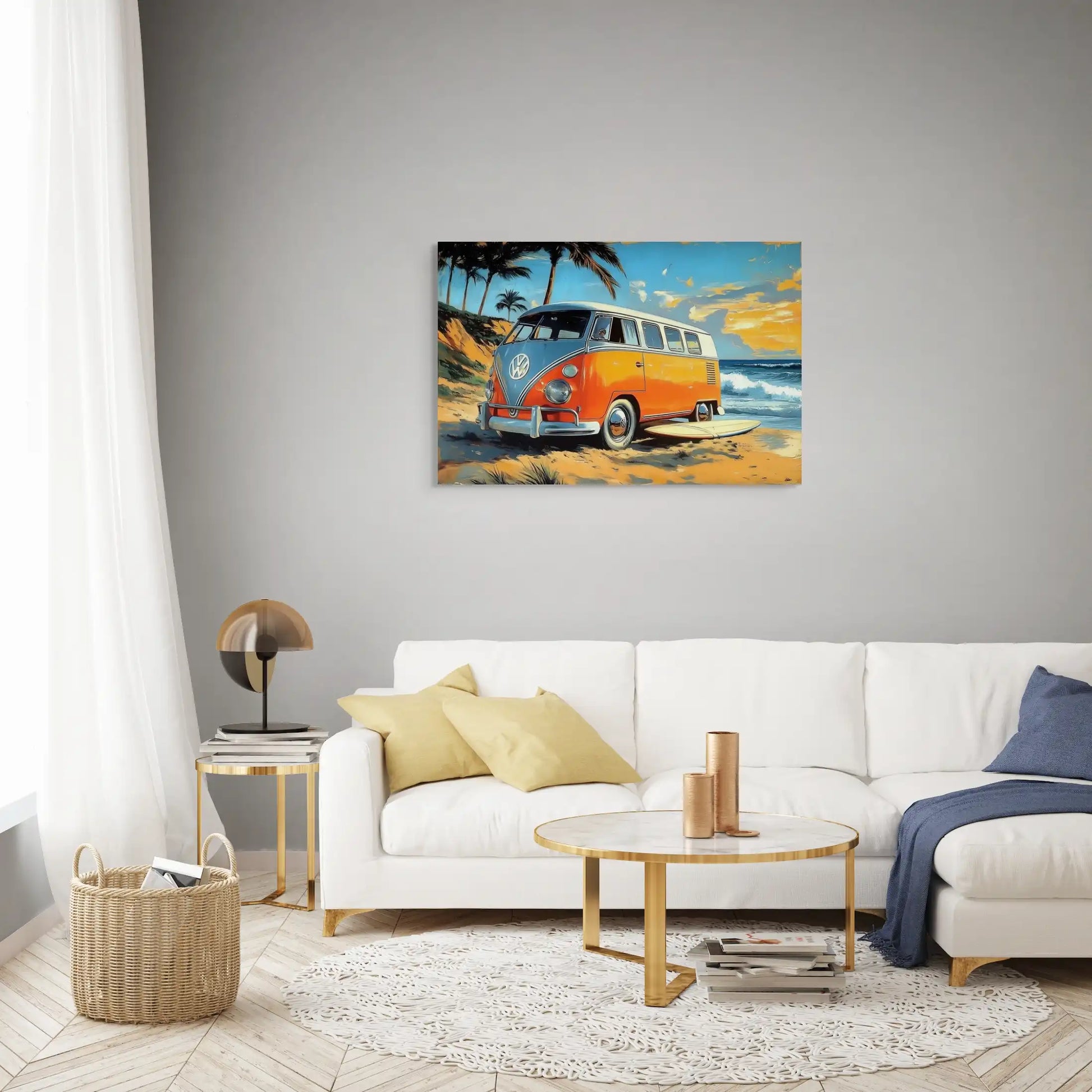 Tableau Vintage 70 : Combi Surf Paradise Affiches, reproductions et œuvres graphiques Art Virtuoso