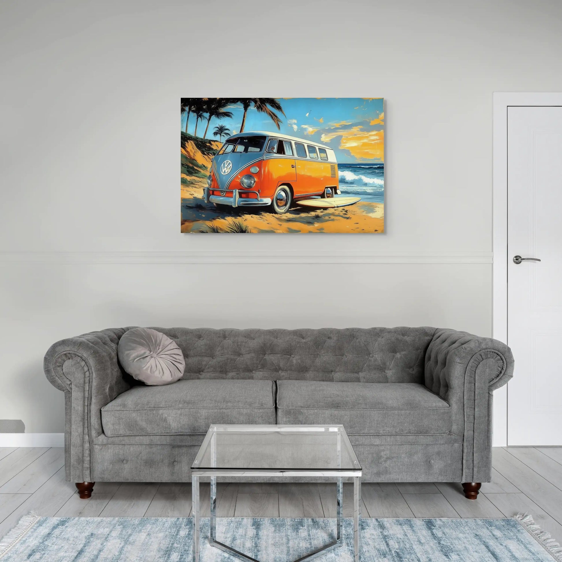 Tableau Vintage 70 : Combi Surf Paradise Affiches, reproductions et œuvres graphiques Art Virtuoso