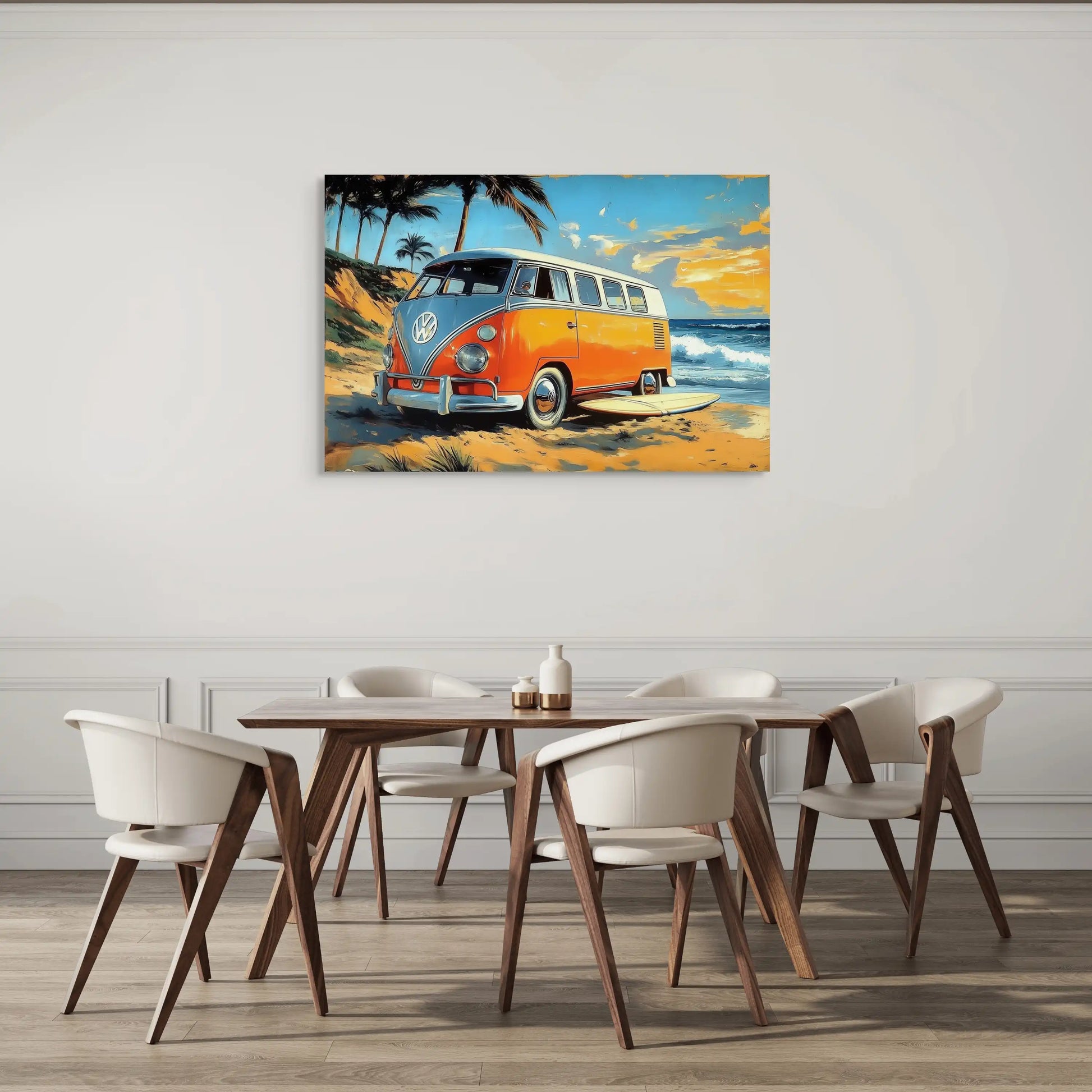 Tableau Vintage 70 : Combi Surf Paradise Affiches, reproductions et œuvres graphiques Art Virtuoso