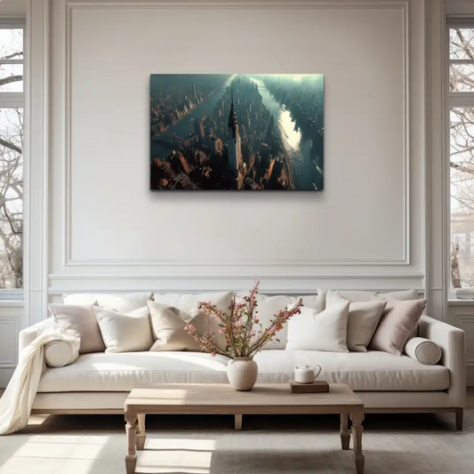 Tableau Vue New York : Manhattan depuis les Cieux