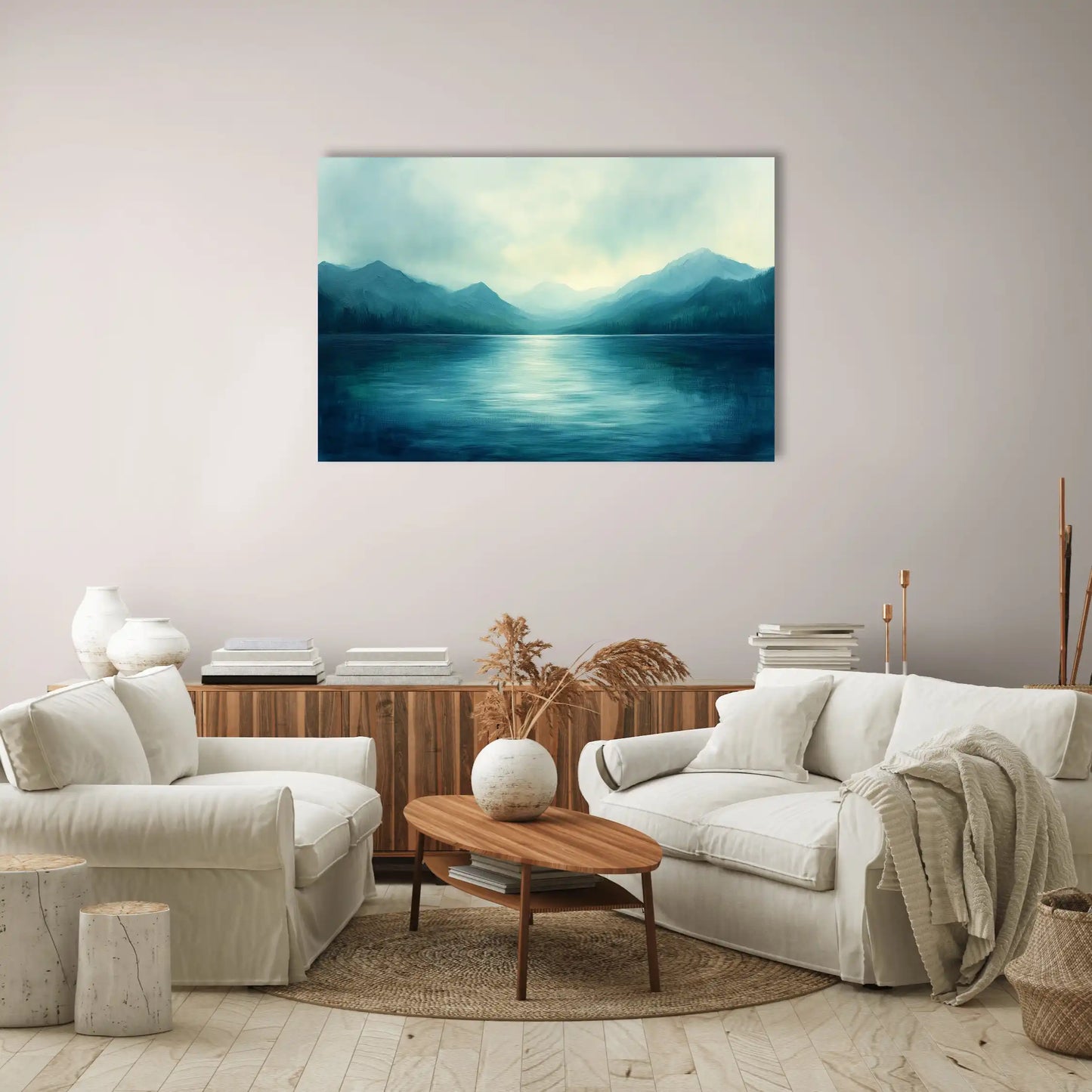 Tableau Zen Pour Salon - Sérénité Bleutée