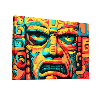 Product Hero 3D WebP Toile Art Mexicain Moderne – Visage Totémique - Art Virtuoso