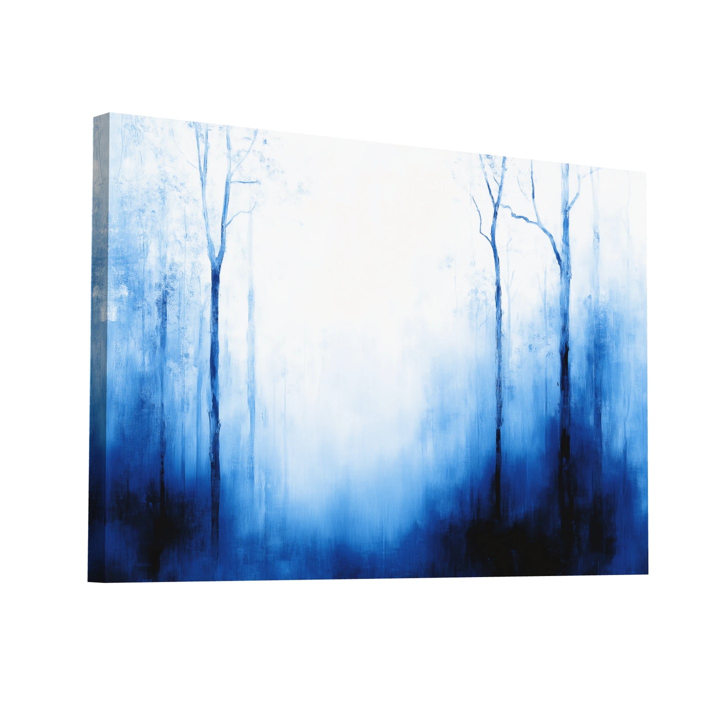 Product Hero 3D WebP Tableau Toile Bleue - Forêt Brumeuse - Art Virtuoso