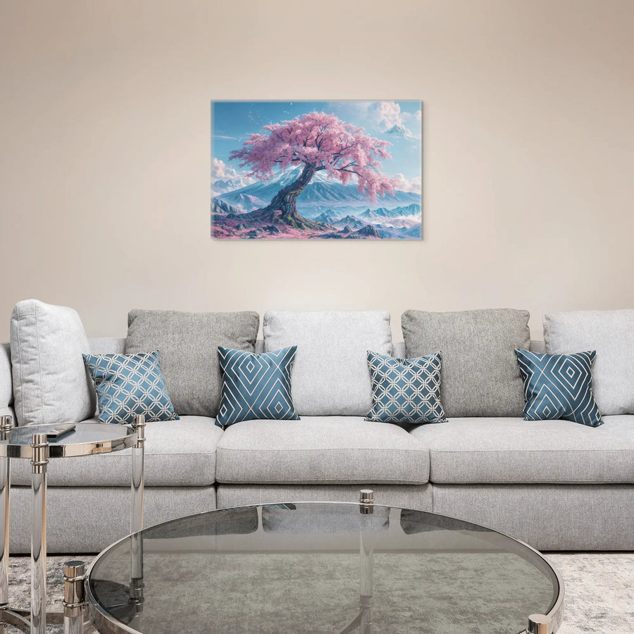 Peinture Japonaise Cerisier — Sakura des Montagnes Bleues