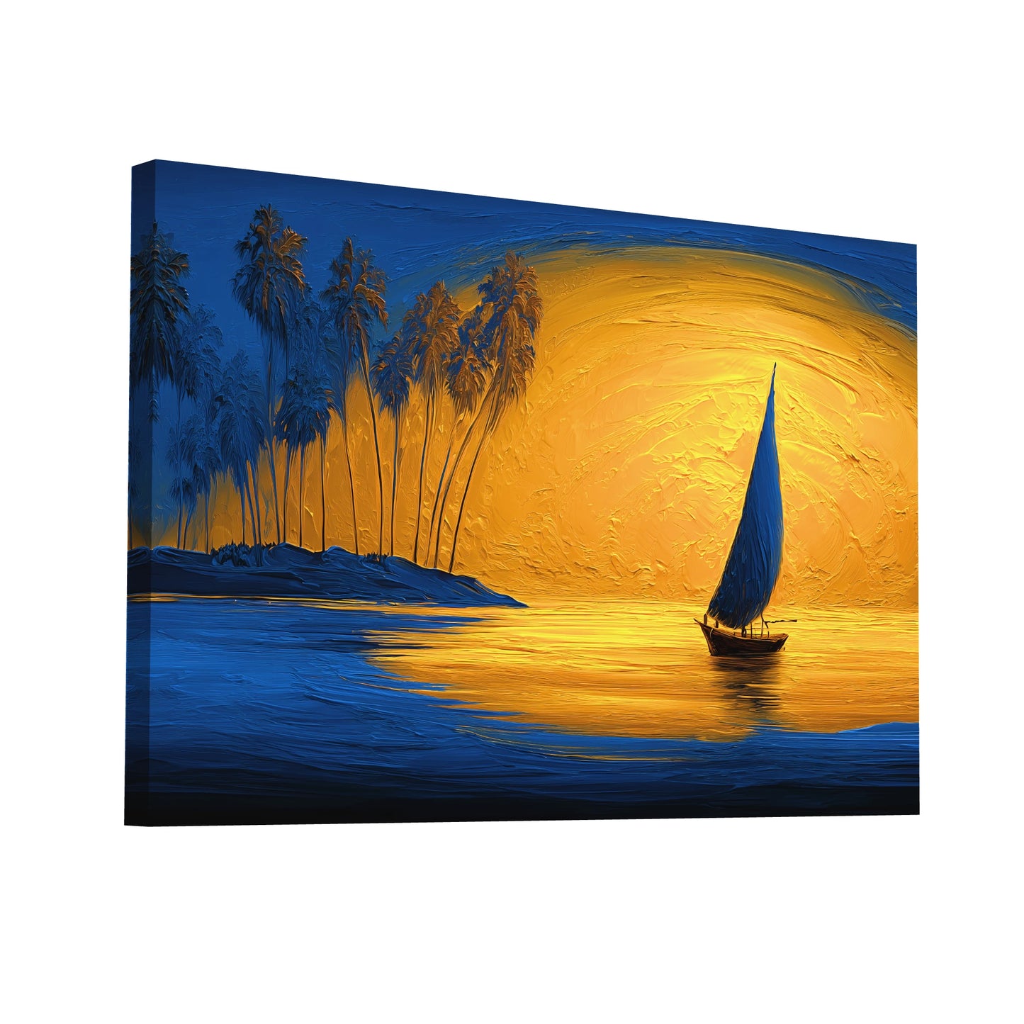 Product Hero 3D WebP Toile Déco Africaine pour Chambre - Voilier au Soleil - Art Virtuoso