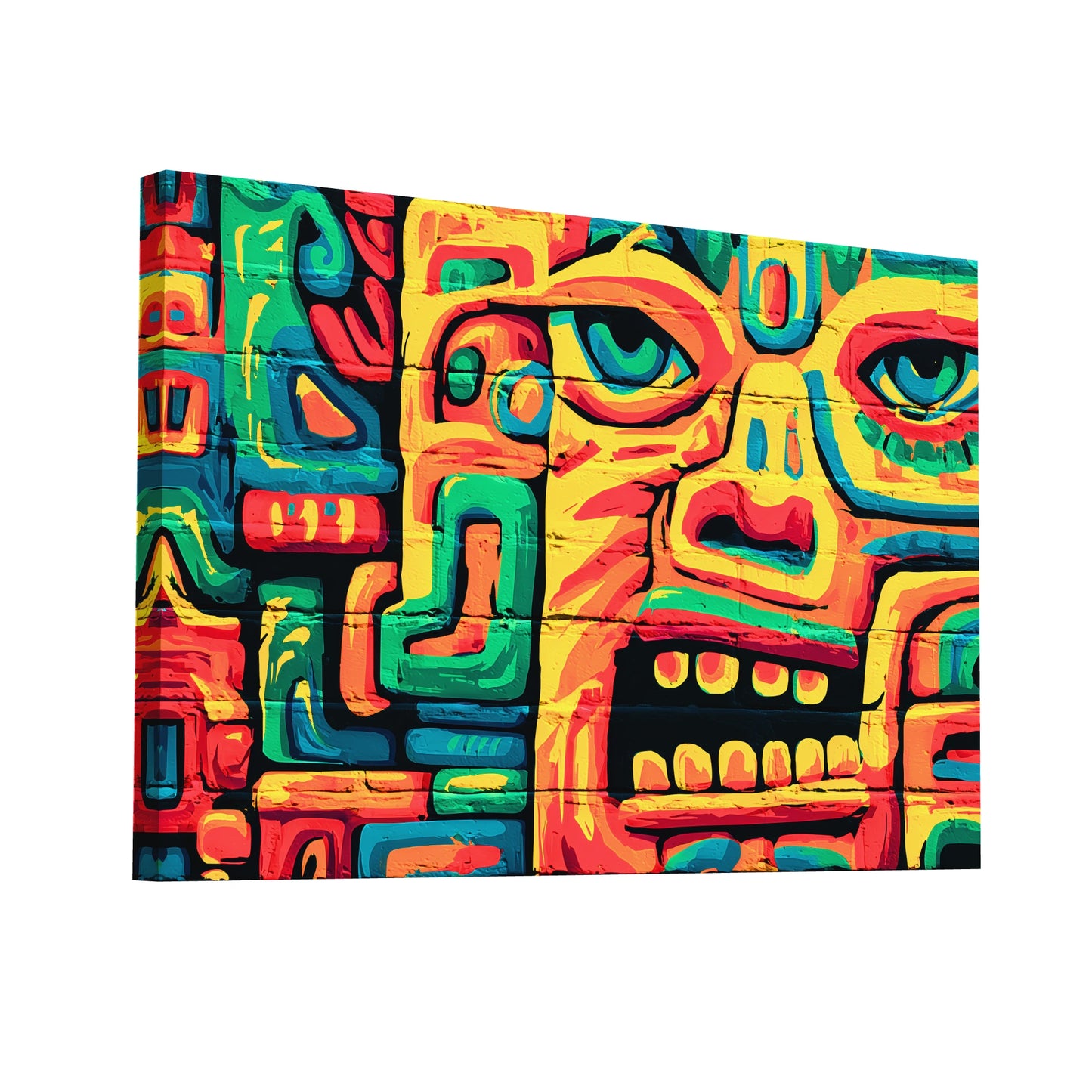 Product Hero 3D WebP Toile Décoration Murale Mexicaine – Visage Calavera Graphique et Couleurs Solaires - Art Virtuoso