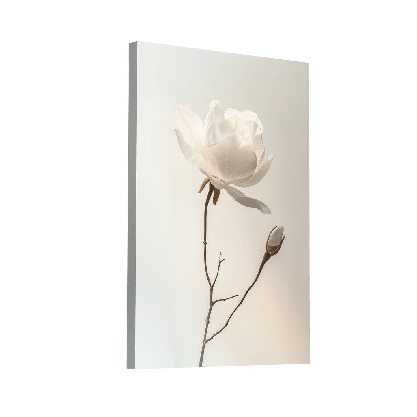 Product Hero 3D WebP Toile Fleur Blanche Élégante - Art Virtuoso