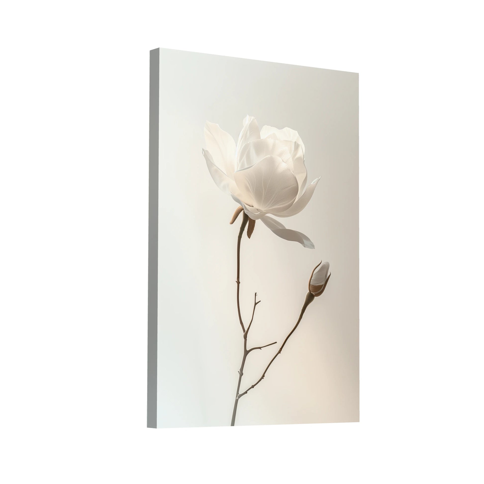 Product Hero 3D WebP Toile Fleur Blanche Élégante - Art Virtuoso