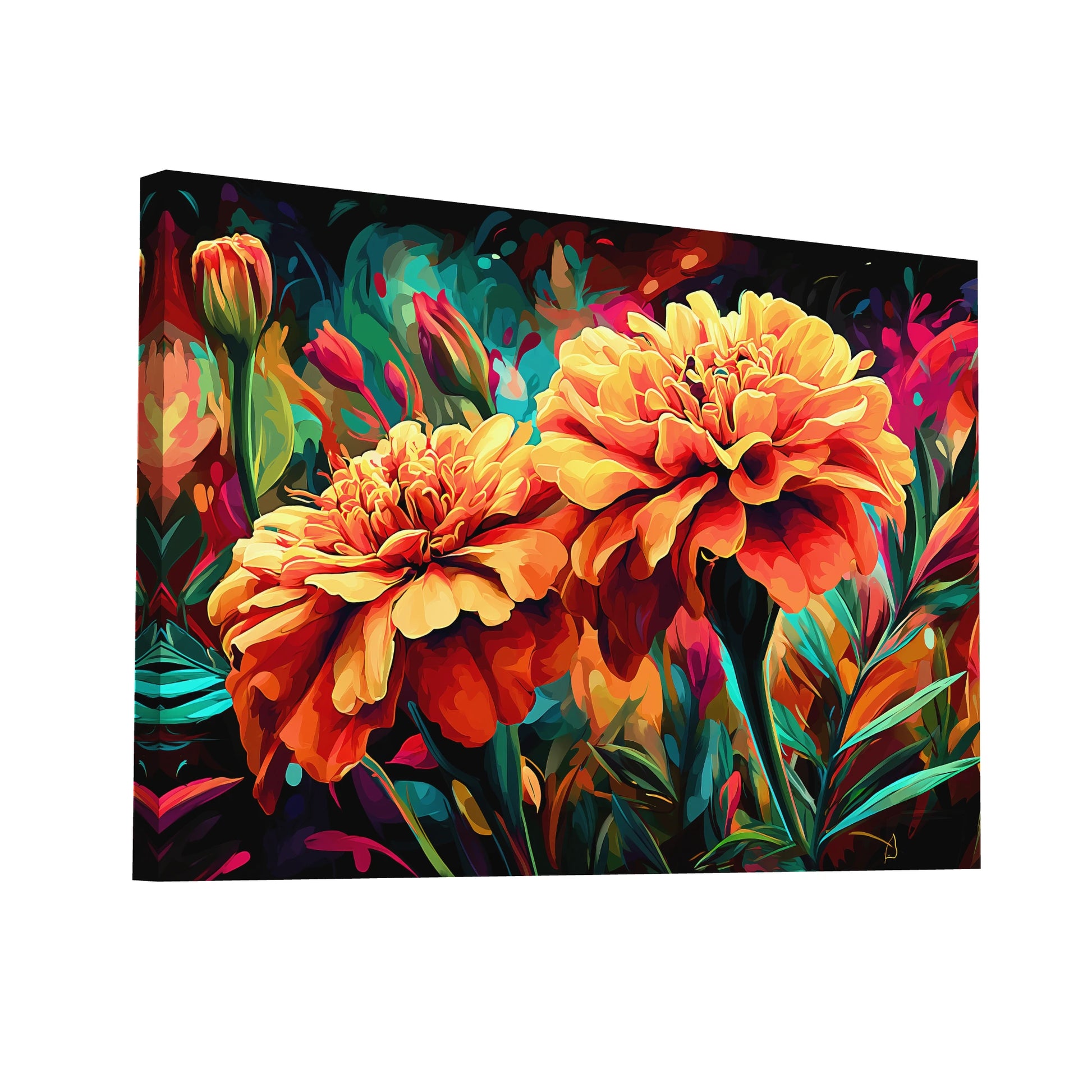 Product Hero 3D WebP Toile Fleurs de Souci Mexique Cempasúchil - Floraison Sacrée - Art Virtuoso