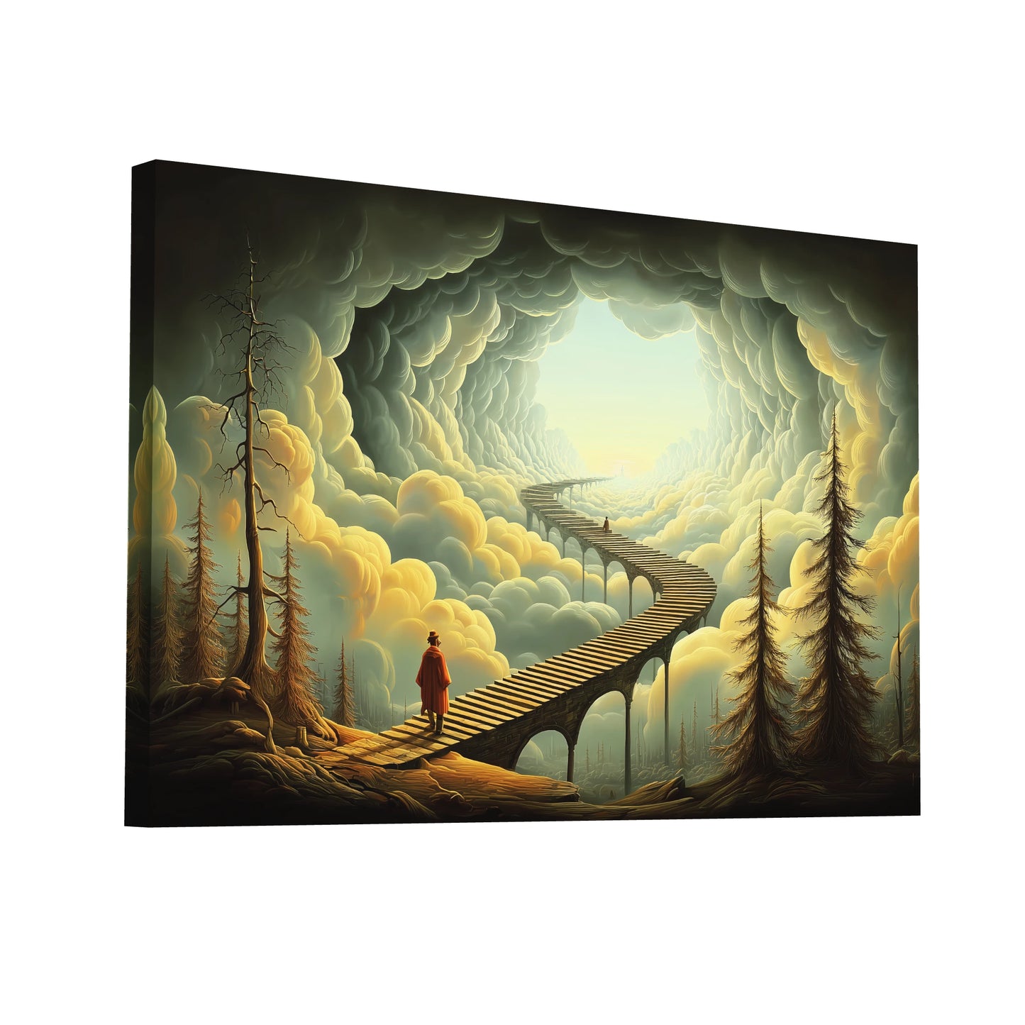 Product Hero 3D WebP Toile - La Passerelle vers la Lumière - Route surréaliste dans les nuages - Art Virtuoso