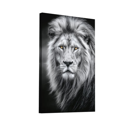 Product Hero 3D WebP Tableau Lion en Noir et Blanc – Regard du Roi Silencieux - Art Virtuoso