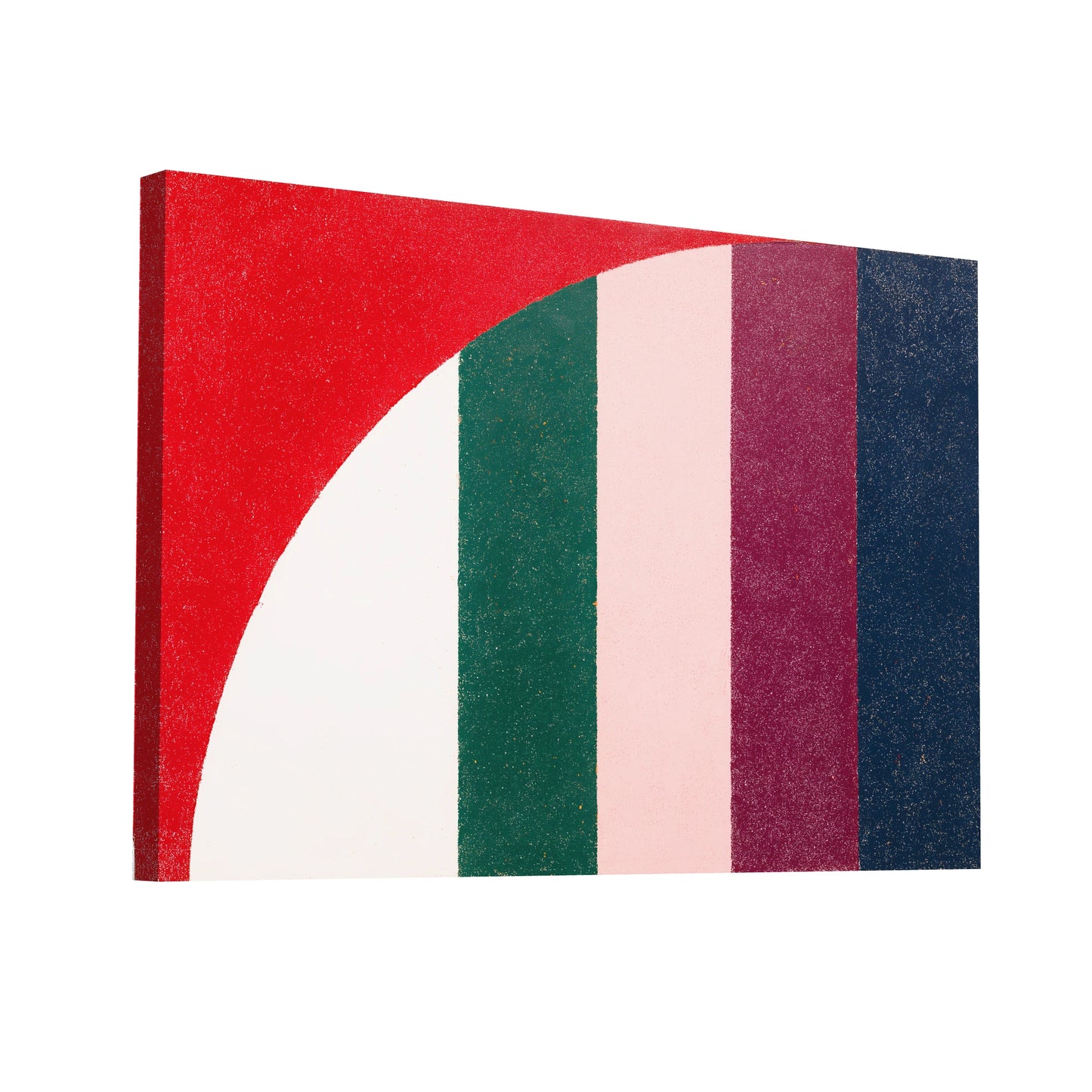 Product Hero 3D WebP Toile Minimaliste - Arc Rouge et Bandes Verticales - Art Virtuoso