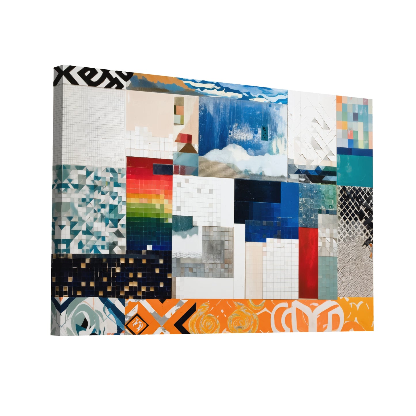 Product Hero 3D WebP Toile Mosaïque boréale kaléidoscope – patchwork du Grand Nord - Art Virtuoso