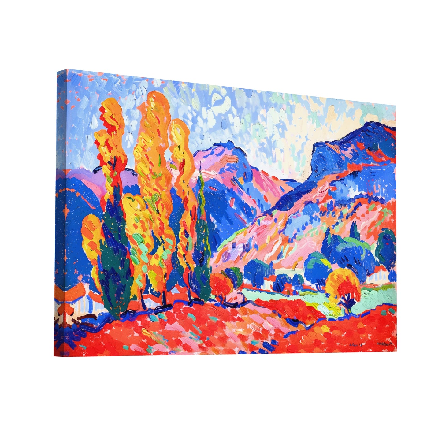 Product Hero 3D WebP Toile Paysage Montagne - Style Fauve - Art Virtuoso
