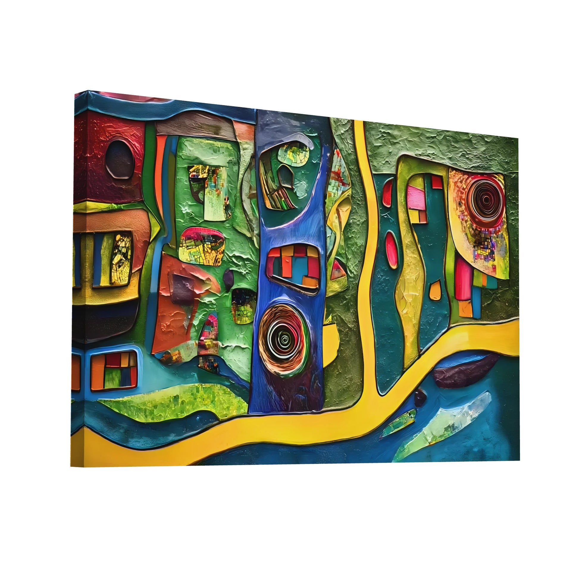 Product Hero 3D WebP Toile Peinture Abstraite - Harmonie Géométrique en Couleurs - Art Virtuoso