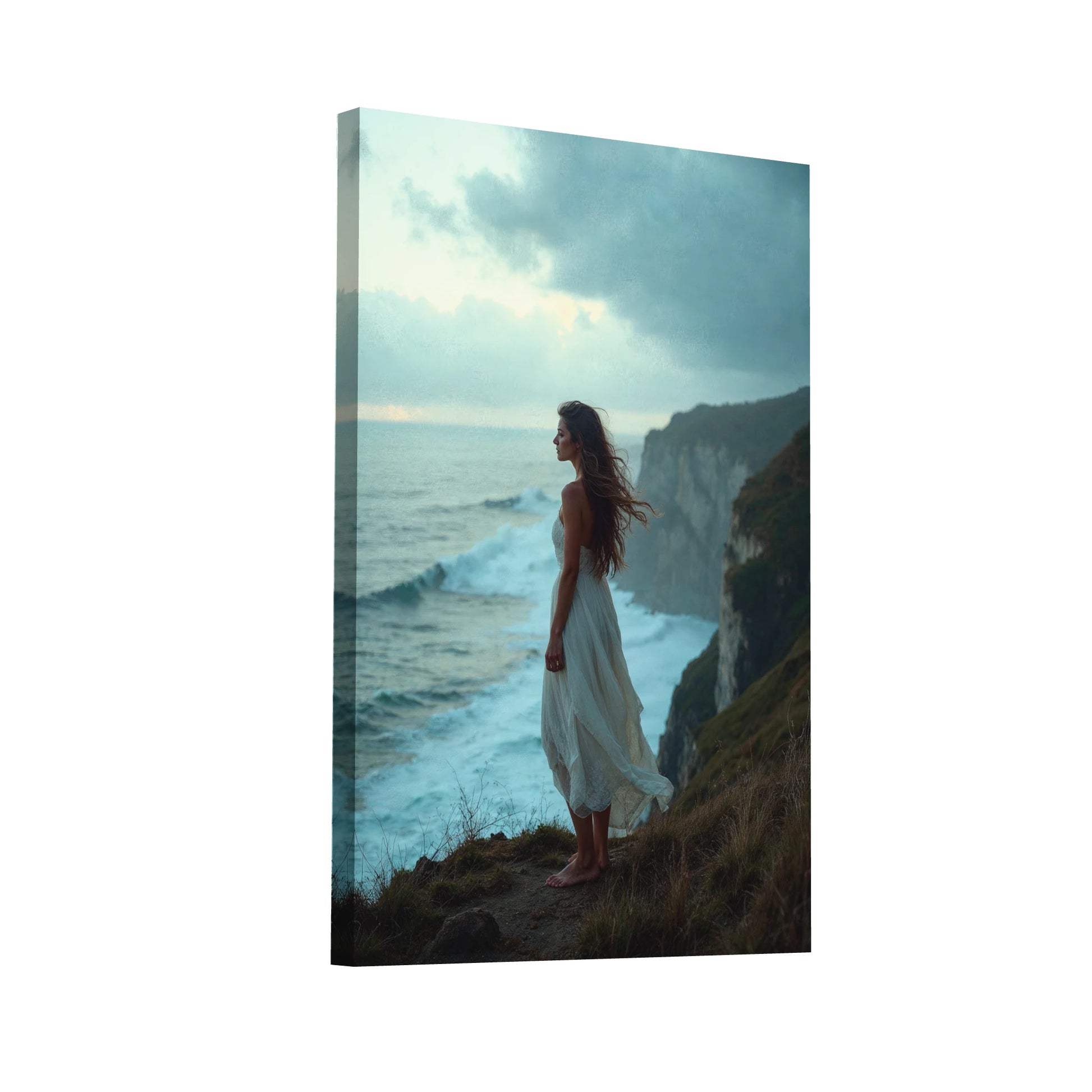 Product Hero 3D WebP Toile Photo Femme - Rêverie Océanique - Art Virtuoso