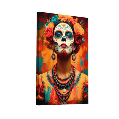 Product Hero 3D WebP Toile Tête de Mort Mexicaine Femme – Féminité Sacrée et Beauté Rituel - Art Virtuoso
