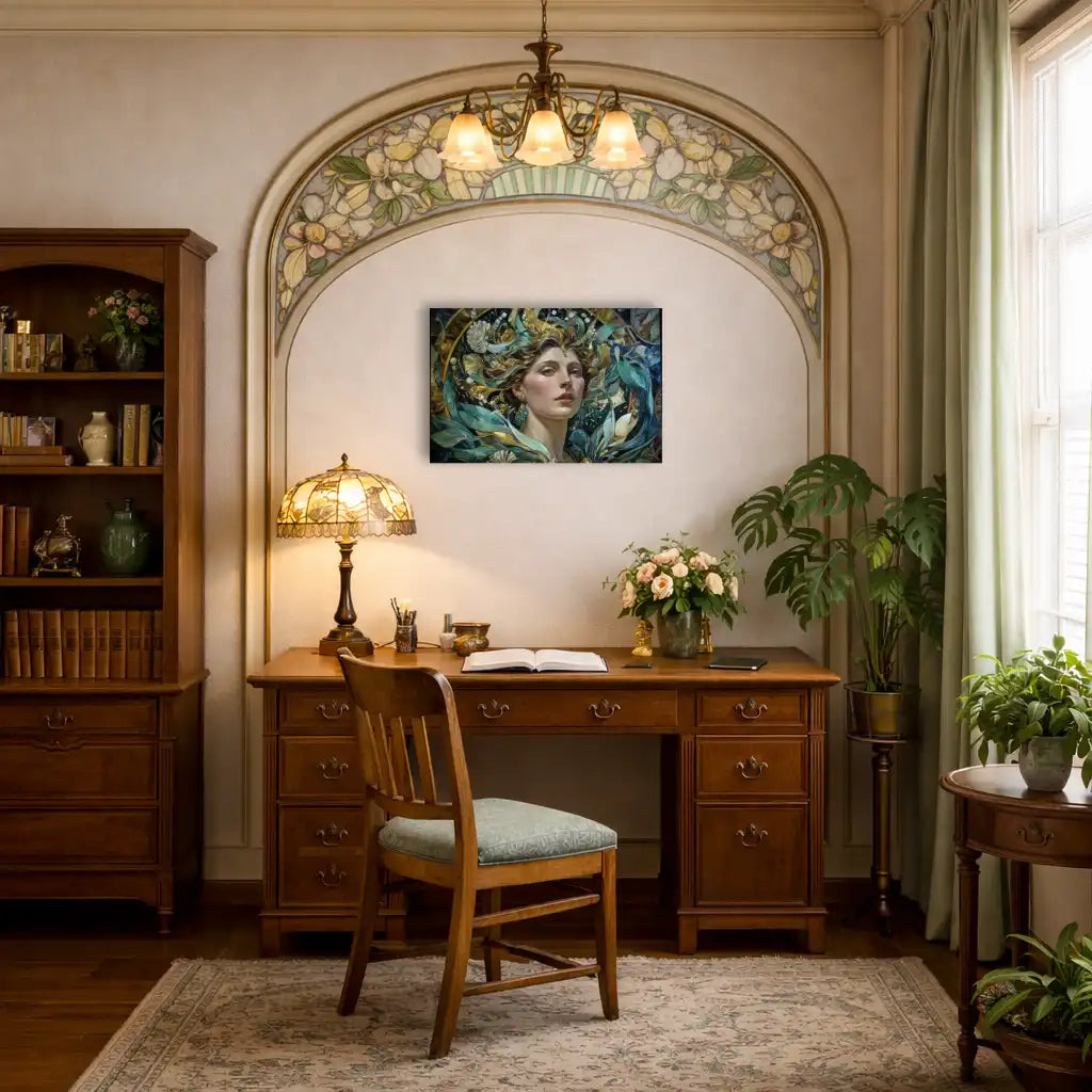 Marine-Muse – Jugendstil-Porträt – Leinwand