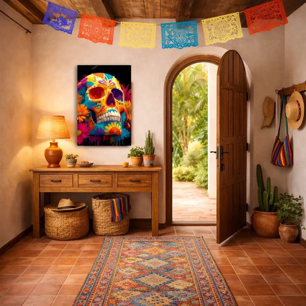 Mexikanische Kunst – Totenkopf (Calavera) – Leinwand