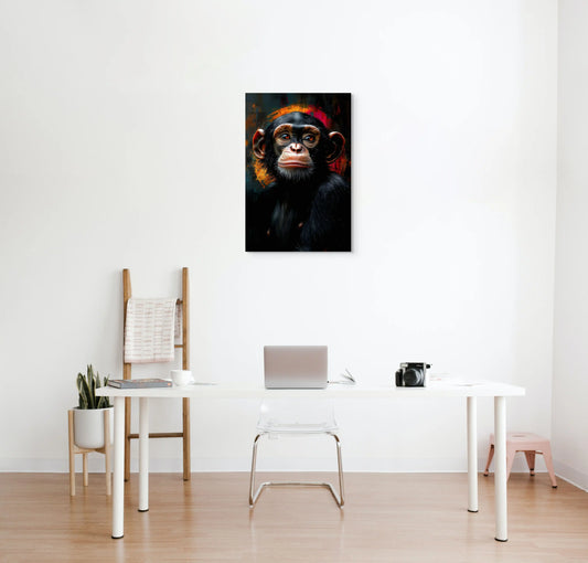 Toile Chimpanzé : Regard de Braise Affiches, reproductions et œuvres graphiques Art Virtuoso