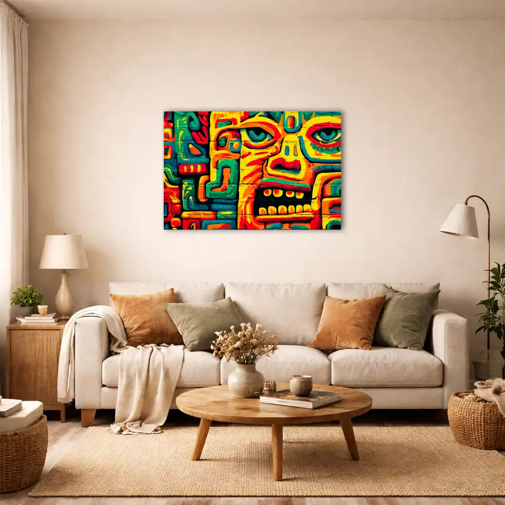 Mexikanische Wanddekoration – Grafisches Calavera-Gesicht – Leinwand