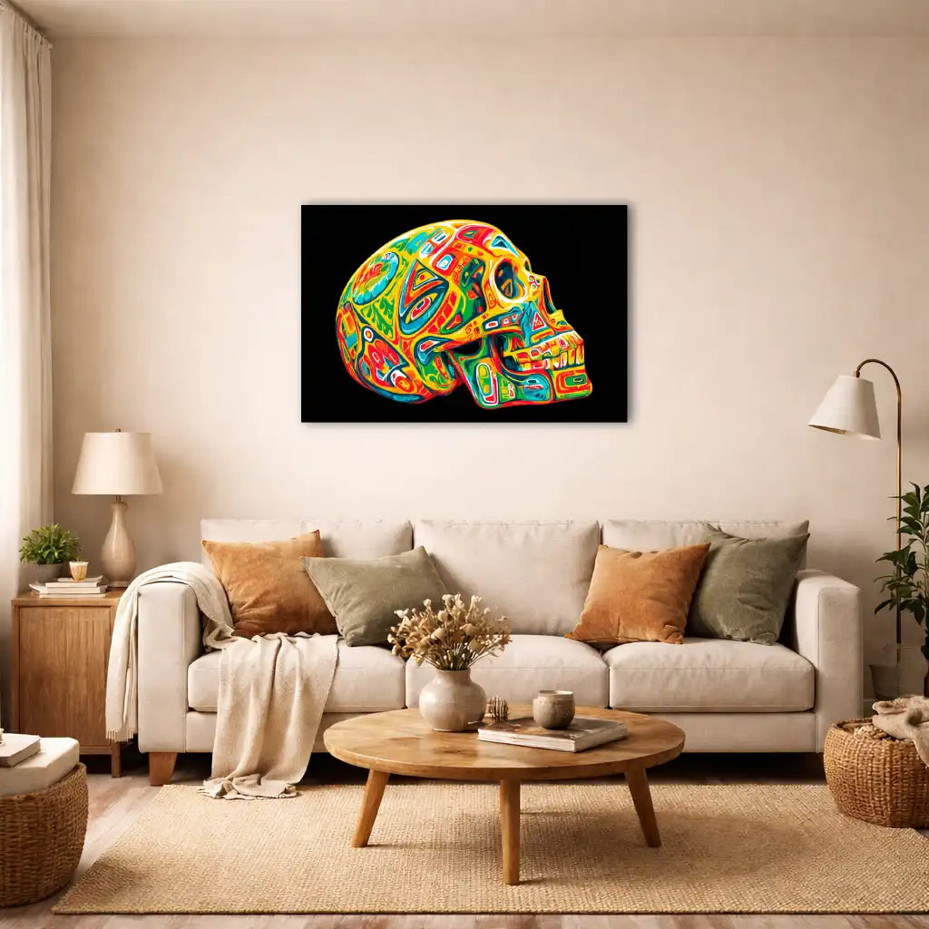 Mexikanischer Totenkopf – Grafik und Symbolik – Leinwand