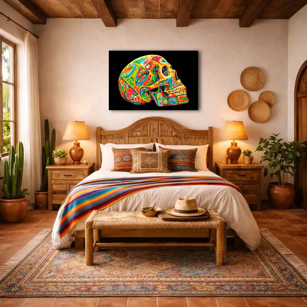 Mexikanischer Totenkopf – Grafik und Symbolik – Leinwand