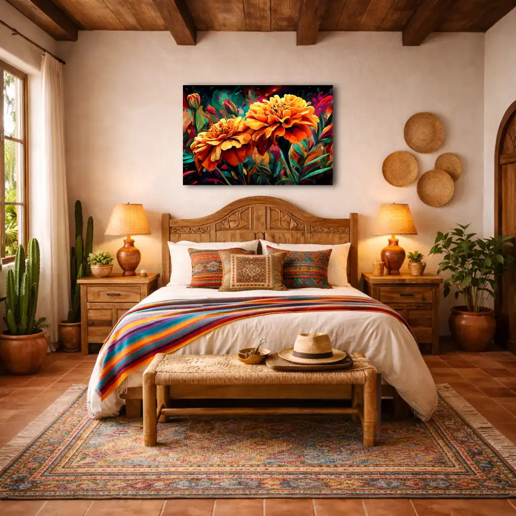 Mexikanische Ringelblume Cempasúchil – Heilige Blüte – Leinwand