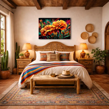 Mexikanische Ringelblume Cempasúchil – Heilige Blüte – Leinwand