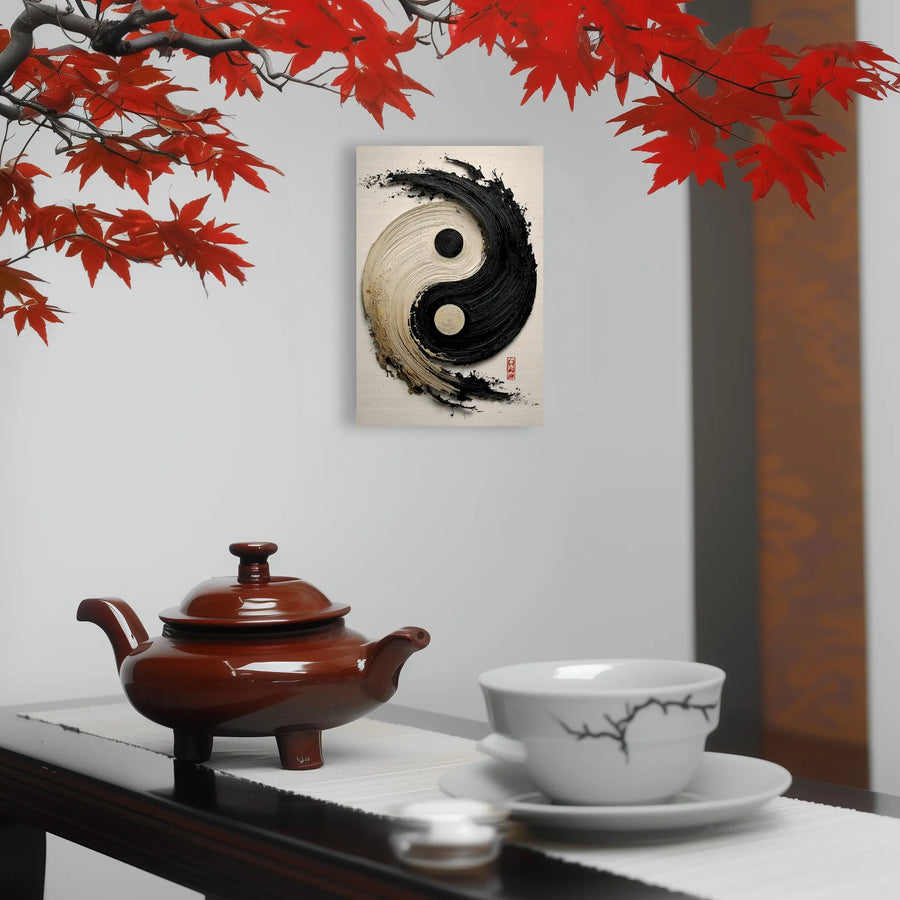 Toile Yin Yang Stylé – Spirale d’Équilibre Primordial