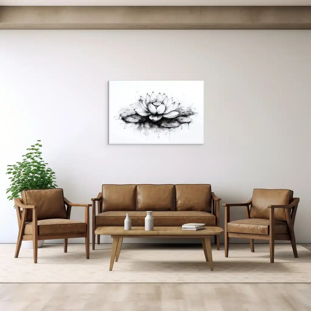 Toile Zen Fleur de Lotus - Dessin Minimaliste Affiches, reproductions et œuvres graphiques Art Virtuoso   